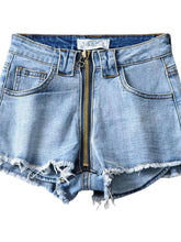 Load image into Gallery viewer, Xuan Ya High-Waisted Denim Shorts with Hip Zipper for Effortless Style
