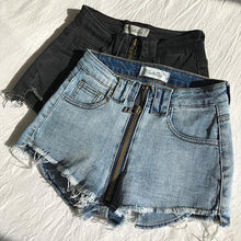 Load image into Gallery viewer, Xuan Ya High-Waisted Denim Shorts with Hip Zipper for Effortless Style
