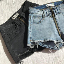 Load image into Gallery viewer, Xuan Ya High-Waisted Denim Shorts with Hip Zipper for Effortless Style
