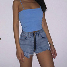 Load image into Gallery viewer, Xuan Ya High-Waisted Denim Shorts with Hip Zipper for Effortless Style
