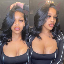 Load image into Gallery viewer, Highlight Wig Human Hair Wigs Short Bob Wig For Black Women T Part Brazilian Pre Plucked With Baby Hair Body Wave Lace Front Wigs For Black Women Cosplay Wigs For Women
