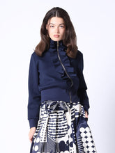 Load image into Gallery viewer, Highneck Scuba Assymetrical Ruffled Zip Jacket
