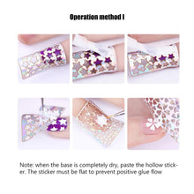 Load image into Gallery viewer, Hollow Nail Sticker Stylish Self-adhesive Manicure Sticker Nail Art Accessory 3D Christmas Nail Art Decoration Stickers Decoration New Gold Nail Transfer Foils for Nail Arts Nails Supply Holographic Effect Nail Art Foil Stickers Holographic Nail Art
