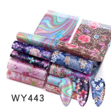 Load image into Gallery viewer, Holographic Nail Foil Transfer Set Sticker Decal Nail Art Foils Designer Marble Nail Decoration Sliders Wraps Manicure  Women Kids Girls Manicure Decoration Nail Art Supplies 3D Self-Adhesive Nail Decals Designer Nail Stickers for Acrylic Nails
