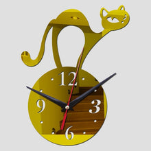 Load image into Gallery viewer, Home Decoration Wall Mirror 3D Hanging Clock Wall Murals Decal Sticker Acrylic Wallpaper for Unisex Teen Children Kid Boy Girl Classroom Gym Room Cartoon Cats Design Sticker Watch
