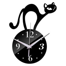 Load image into Gallery viewer, Home Decoration Wall Mirror 3D Hanging Clock Wall Murals Decal Sticker Acrylic Wallpaper for Unisex Teen Children Kid Boy Girl Classroom Gym Room Cartoon Cats Design Sticker Watch
