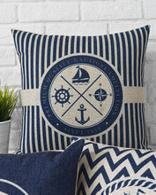 Load image into Gallery viewer, Home Decorative Pillows Mediterranean Pillow Cover Blue Anchor Navigation Compass Sailboat Pillowcase Decorative Cushion Cover For Home Cover Sea Blue Compass Marine Ship Linen Pillow Case Cushion Cover 45x45CM
