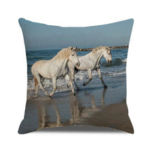Load image into Gallery viewer, Horse Pattern Pillow Cover Running Horses Cotton Linen Square Cushion Cover Standard Pillowcase for Men Women Home Decorative Sofa Armchair Bedroom Livingroom Farmhouse 45x45CM
