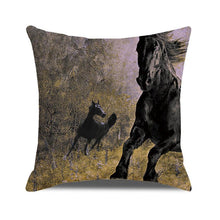 Load image into Gallery viewer, Horse Pattern Pillow Cover Running Horses Cotton Linen Square Cushion Cover Standard Pillowcase for Men Women Home Decorative Sofa Armchair Bedroom Livingroom Farmhouse 45x45CM
