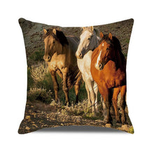 Load image into Gallery viewer, Horse Pattern Pillow Cover Running Horses Cotton Linen Square Cushion Cover Standard Pillowcase for Men Women Home Decorative Sofa Armchair Bedroom Livingroom Farmhouse 45x45CM
