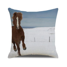 Load image into Gallery viewer, Horse Pattern Pillow Cover Running Horses Cotton Linen Square Cushion Cover Standard Pillowcase for Men Women Home Decorative Sofa Armchair Bedroom Livingroom Farmhouse 45x45CM
