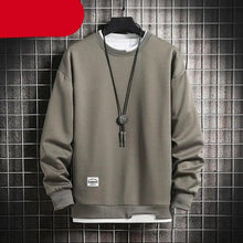 Load image into Gallery viewer, Hot New Spring Autumn Solid Color Casual Men Sweatshirts Men Fashion Mens Casual Sweatshirts Hoodie Men Two Pieces O-Neck Sweatshirt
