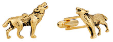 Load image into Gallery viewer, Howling Wolf Gold Cufflinks
