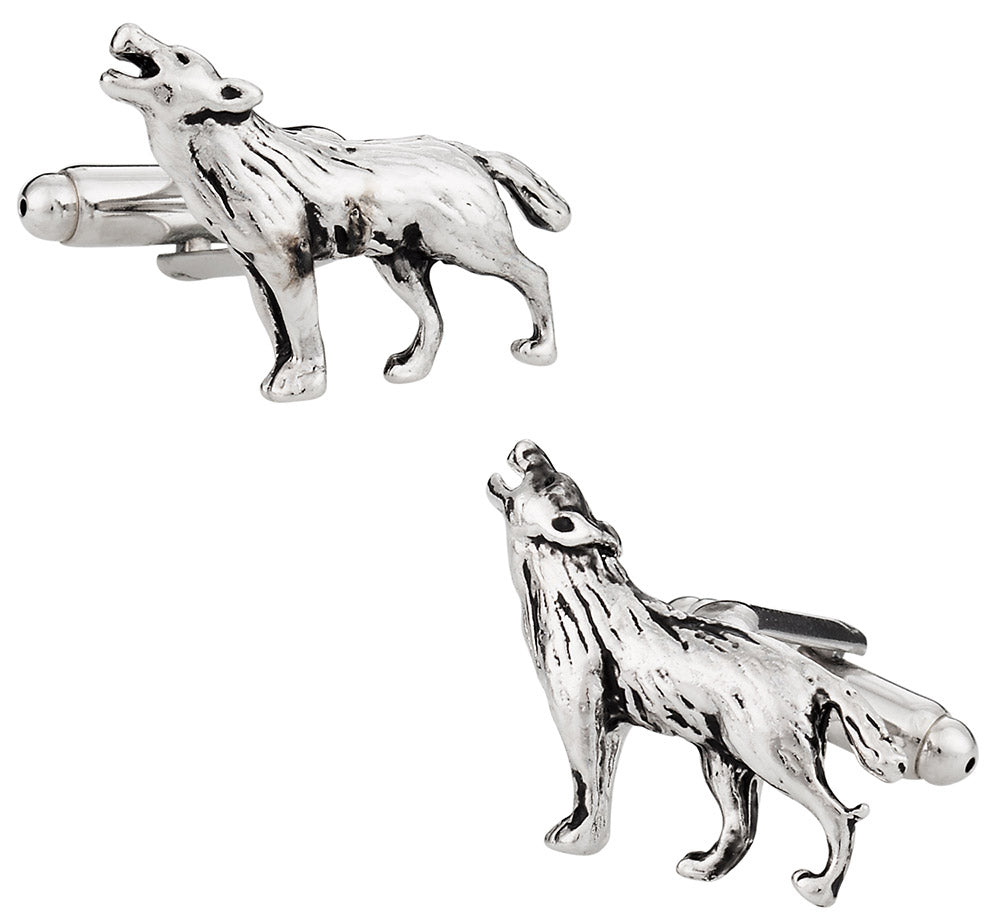 Howling Wolf Silver Cufflinks
