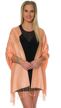 Load image into Gallery viewer, Pashmina Shawls and Wraps for Evening Dresses, Large Soft Pashminas Wedding Shawl Peach - # GIAA231710009
