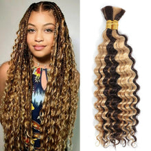 Load image into Gallery viewer, Human Hair 20" Braiding Bundle - Deep Wave Highlight P4/27 for Gorgeous Styles
