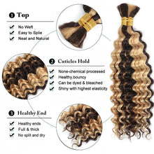 Load image into Gallery viewer, Human Hair 20" Braiding Bundle - Deep Wave Highlight P4/27 for Gorgeous Styles
