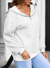 Load image into Gallery viewer, SHEWIN Women's Quarter Zip Hoodies Oversized Sweatshirt Long Sleeve Lightweight Pullover Tops Large White - # WOAA21510022-PRG
