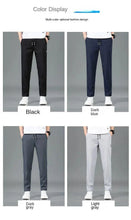 Load image into Gallery viewer, Ice Silk Men's Pants 2025 Summer New Black Gray Thin Business Casual Pants Outdoor Elastic Breathable Straight Leg Sweatpants
