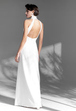 Load image into Gallery viewer, Elegant Haltered Hallowed Back Satin wedding dress thigh Split mini wedding dress
