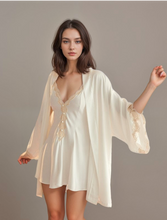 Load image into Gallery viewer, Lace Hem Silky Bridal Lingerie Set - 5 Colors, Sizes S to 5XL
