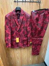 Load image into Gallery viewer, Alberto Nardoni Burgundy Floral 2-Piece Slim Fit Suit

