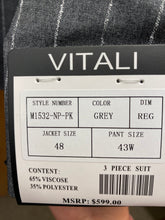 Load image into Gallery viewer, Vitali M1532-NP-PK Grey Stripe 3-Piece Modern Fit Suit
