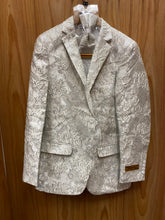 Load image into Gallery viewer, Luxury Silvery White Floral Print 2-Button Modern Fit Blazer
