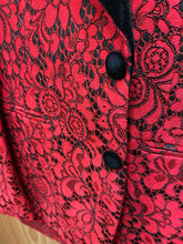 Load image into Gallery viewer, Alberto Nardoni Red/Black Lace Print 2-Piece Slim Fit Suit
