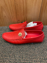 Load image into Gallery viewer, Terroni Italian Design Red Men&#39;s Slip-on Dress/Driver Shoe with Gold Lionhead
