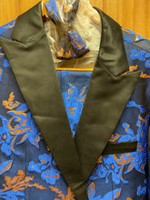 Load image into Gallery viewer, Luxury Royal Blue/Gold Floral 2-Piece Modern Fit Suit
