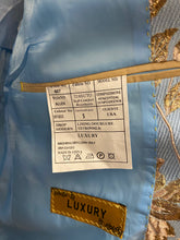 Load image into Gallery viewer, Luxury Sky Blue/Gold Floral 2-Piece Modern Fit Suit
