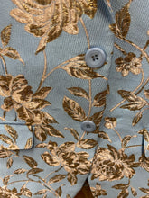 Load image into Gallery viewer, Luxury Sky Blue/Gold Floral 2-Piece Modern Fit Suit
