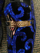 Load image into Gallery viewer, Successos SH3612 Blue Sequins Men’s Red Bottom Dress Shoes Sizes 7-15
