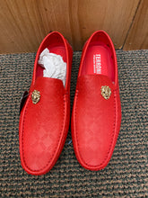 Load image into Gallery viewer, Terroni Italian Design Red Men&#39;s Slip-on Dress/Driver Shoe with Gold Lionhead
