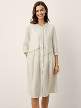 Load image into Gallery viewer, Linen-Lyocell Deconstructed Asymmetric Front Pleat Midi Dress EULALIE
