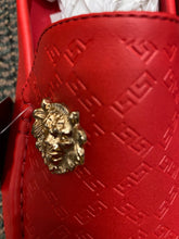 Load image into Gallery viewer, Terroni Italian Design Red Men&#39;s Slip-on Dress/Driver Shoe with Gold Lionhead
