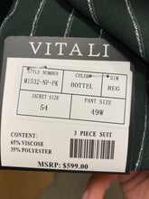 Load image into Gallery viewer, Vitali M1532-NP-PK Bottle Green Stripe 3-Piece Modern Fit Suit
