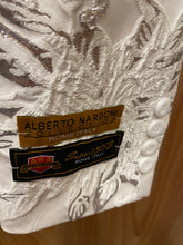 Load image into Gallery viewer, Alberto Nardoni White/Silver Floral Print 2-Button Modern Fit Blazer
