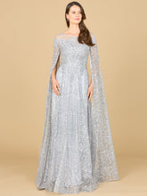 Load image into Gallery viewer, Lace Gown with Dramatic Cape Sleeves

