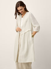 Load image into Gallery viewer, Linen-Lyocell Deconstructed Asymmetric Front Pleat Midi Dress EULALIE
