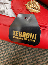 Load image into Gallery viewer, Terroni Italian Design Red Men&#39;s Slip-on Dress/Driver Shoe with Gold Lionhead

