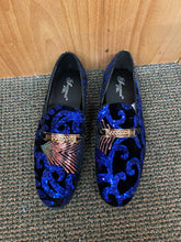Load image into Gallery viewer, Successos SH3612 Blue Sequins Men’s Red Bottom Dress Shoes Sizes 7-15
