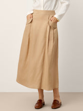 Load image into Gallery viewer, 100% Linen Flap Pocket A-Line Skirt IANTHE
