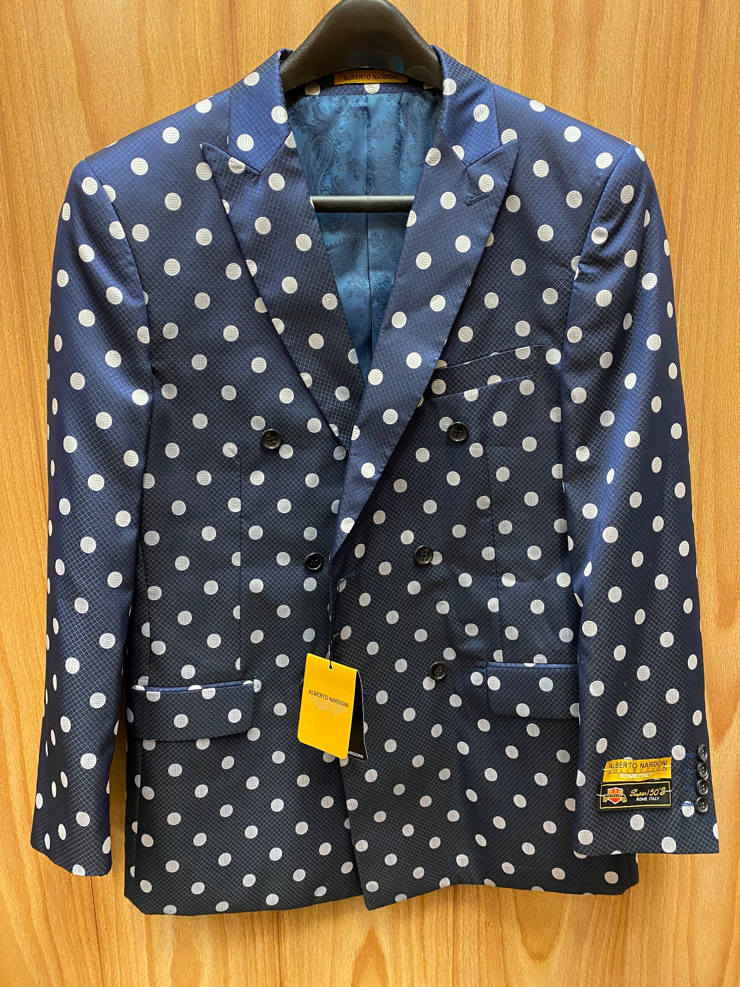 Alberto Nardoni Navy/White Dots Double Breasted Blazer