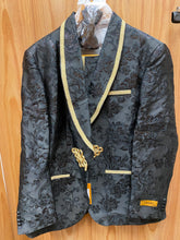 Load image into Gallery viewer, Luxury Black/Gold Floral 2-Piece Modern Fit Suit
