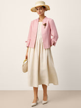 Load image into Gallery viewer, 100% Linen Bow Cuff Stand Collar Jacket FINOLA

