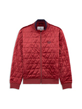 Load image into Gallery viewer, Redi Quilted Velour Bomber Jacket- Rhubarb
