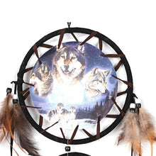 Load image into Gallery viewer, Indian Wolf Dream Catcher With Brown Feathers Dream-catcher Bead Beautiful Home Hanging Decoration Fashion Handmade Ornament Gift Wall Decor For Bedroom Festival Celebration Boho Moon Dream Catcher
