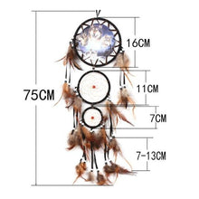 Load image into Gallery viewer, Indian Wolf Dream Catcher With Brown Feathers Dream-catcher Bead Beautiful Home Hanging Decoration Fashion Handmade Ornament Gift Wall Decor For Bedroom Festival Celebration Boho Moon Dream Catcher
